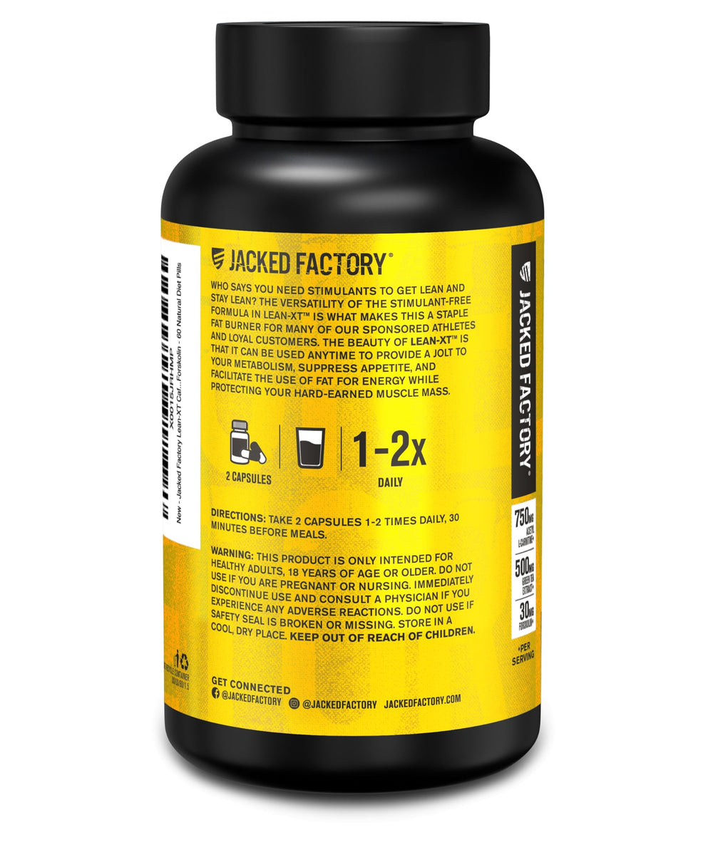 Jacked Factory Lean-XT tablet display showing easy dosage.