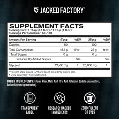 Jacked Factory Liquid Glycerol on gym bench signaling training ready hydration support