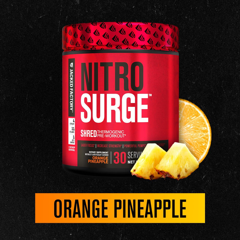 Jacked Factory Nitrosurge Shred label close-up highlighting clean ingredients.
