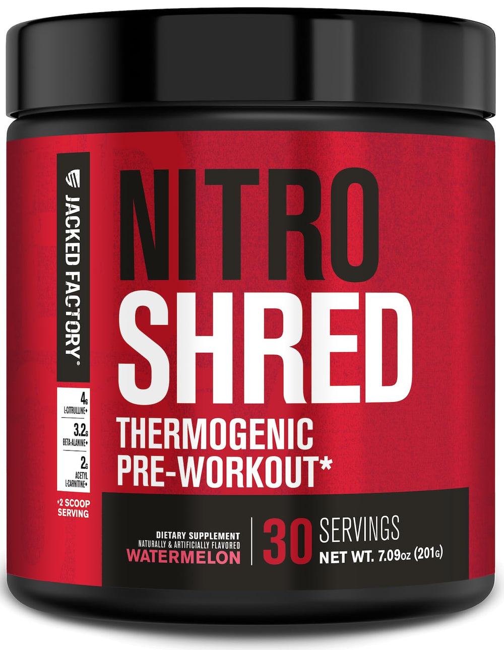 Jacked Factory Nitrosurge Shred watermelon tub showcases lean performance potential.