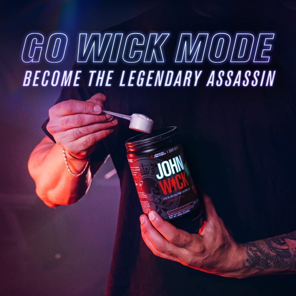 Jacked Factory Wick Mode powder pour shows quick mix and readiness.