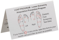 Jamar 40514 instruction card highlighting LEAP test sites for neuropathy screening