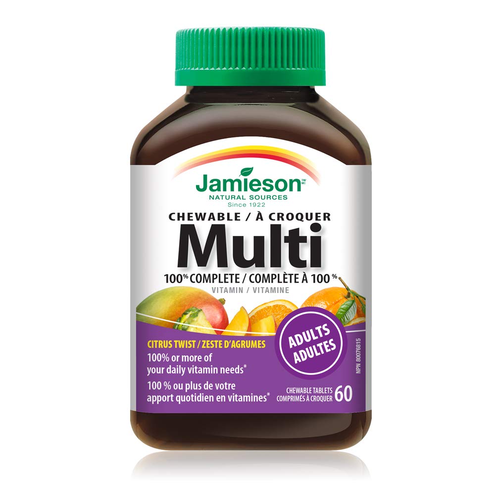 Label details vitamin and mineral profile for Jamieson 100% Complete.