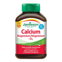 Jamieson calcium magnesium vitamin D3 tablets bottle front for daily mineral support.