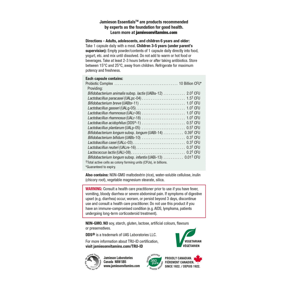 Jamieson moisture-sealed packaging protects active cells from humidity and preserves freshness