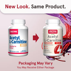 Jarrow Formulas Acetyl L-Carnitine capsule closeup; easy-to-swallow veggie capsule.