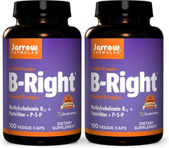 Jarrow Formulas B-Right bottle showing low-odor B-complex for daily use
