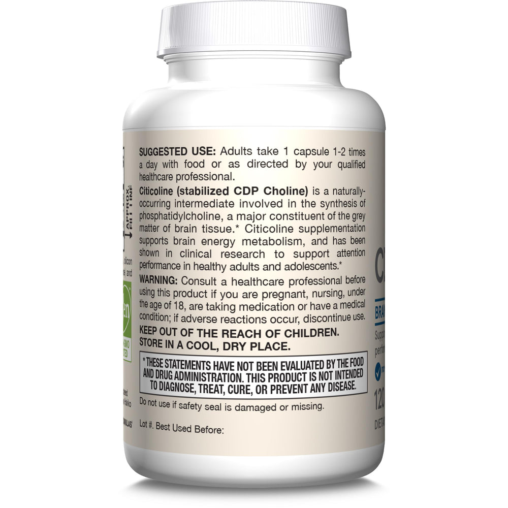 Jarrow Citicoline CDP bottle with glass of water represents easy daily habit.