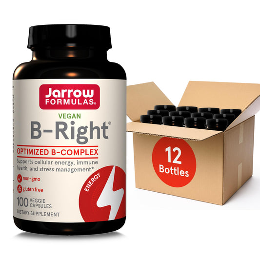 Jarrow Formulas B-Right optimized B-complex bottle front supports energy and immune health