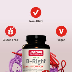 Packaging icons indicate vegan and gluten-free status on B-Right