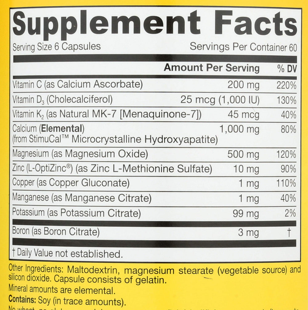 D3 and K2 synergy shown on BoneUp packaging for bone health support
