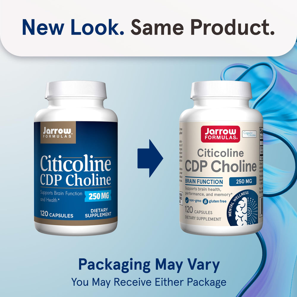 Jarrow Formulas Citicoline CDP Choline 250 mg capsules ready for daily use.