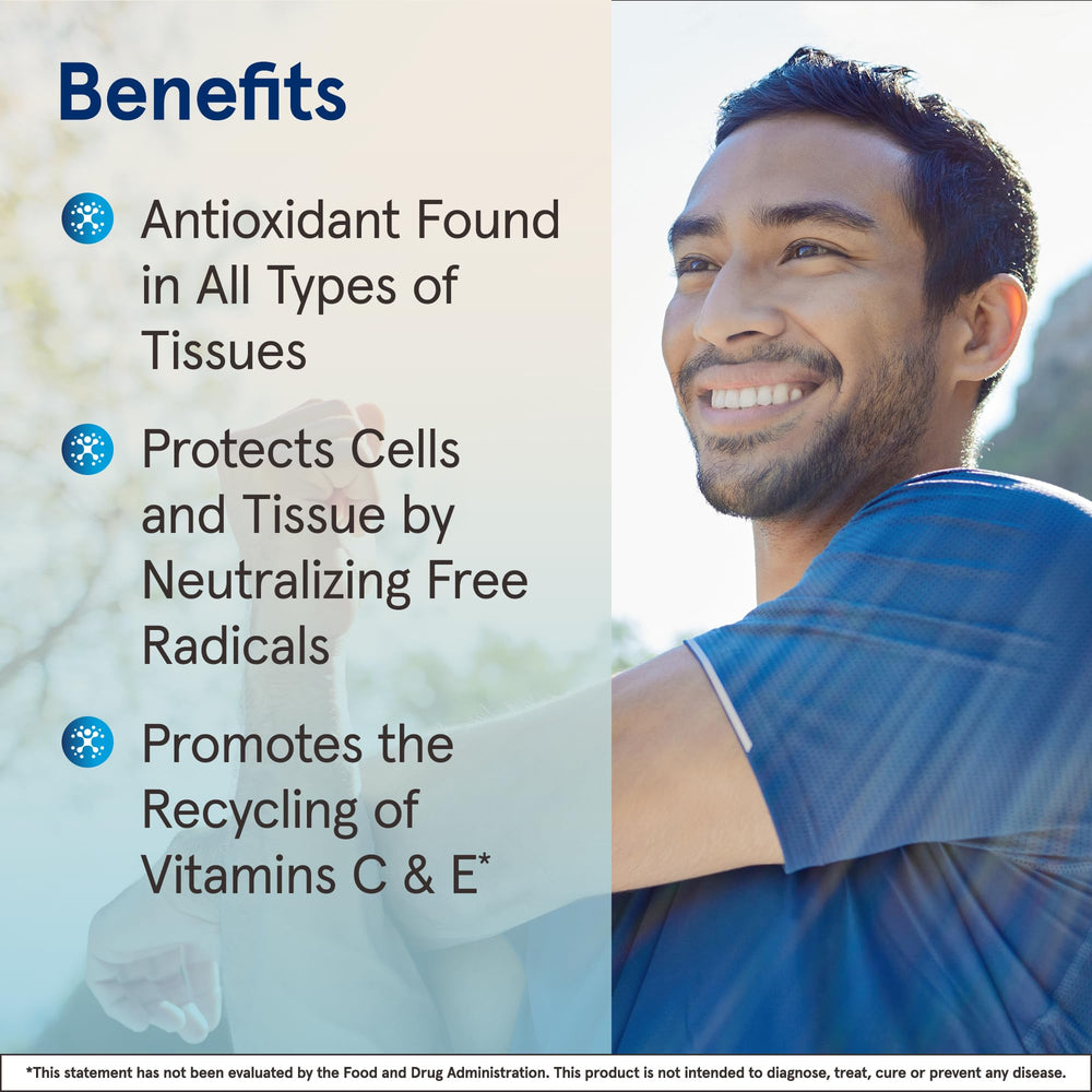 Jarrow Formulas Glutathione label emphasizes non-GMO vegan formulation.