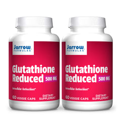 Jarrow Formulas Glutathione Reduced 500 mg bottle for daily wellness routine.