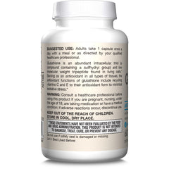 Jarrow Formulas Glutathione Reduced close-up capsule highlights daily intake.