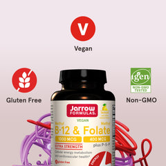 Jarrow Formulas gluten-free vegan symbol on packaging.