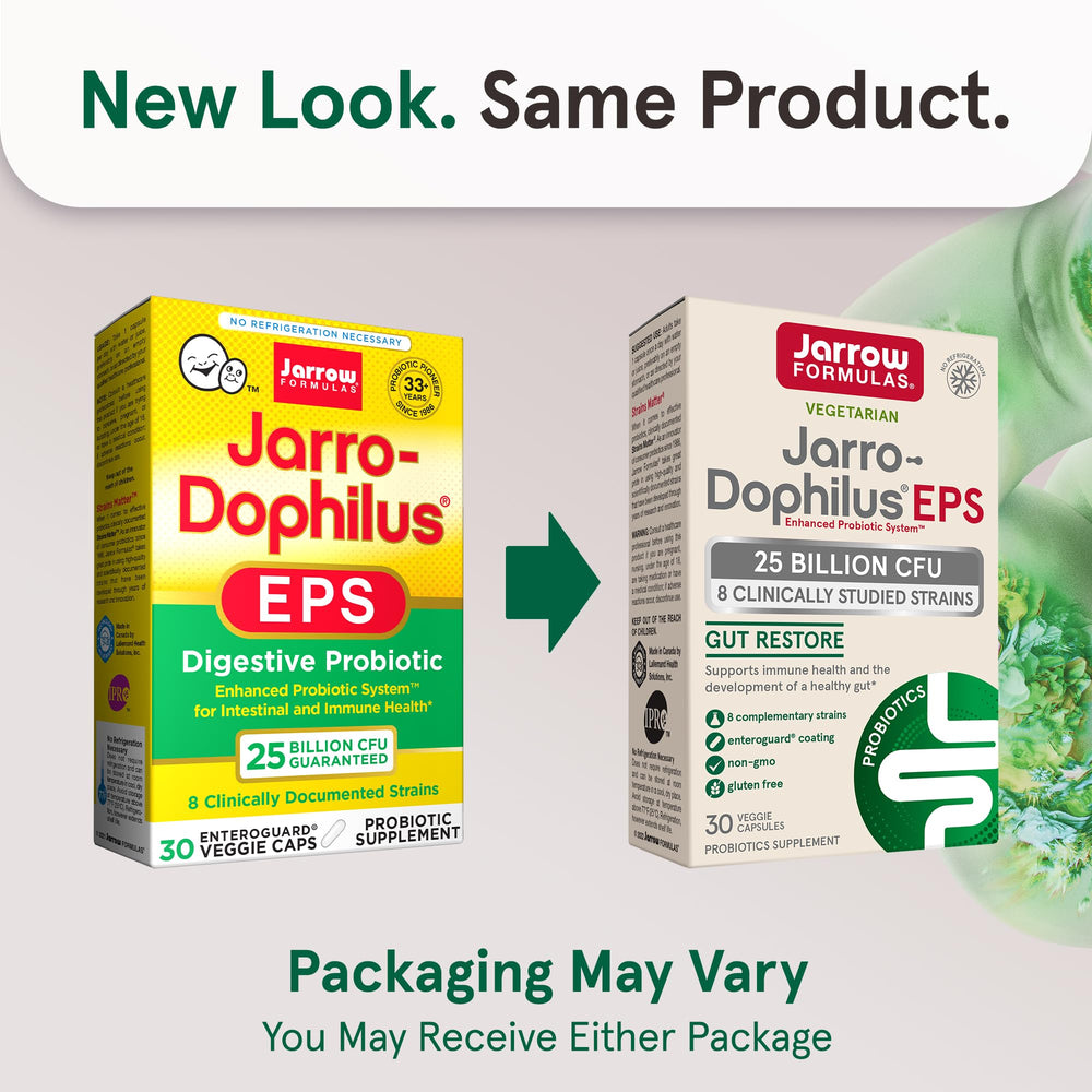 Jarrow Formulas Jarro-Dophilus EPS capsules ready for daily probiotic routine.