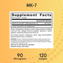 Gluten-free label on packaging for Jarrow MK-7
