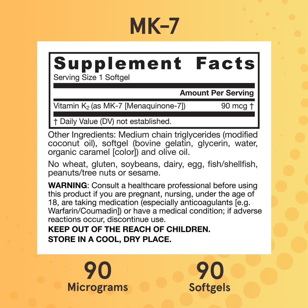 Gluten-free label on Jarrow MK-7 packaging for allergen-conscious users
