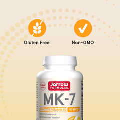 Olive oil carrier shown with Jarrow MK-7 softgels for absorption.