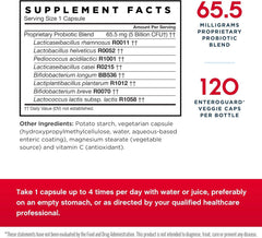Label detail of Jarrow Formulas Jarro-Dophilus EPS showing multi-strain probiotic benefits.