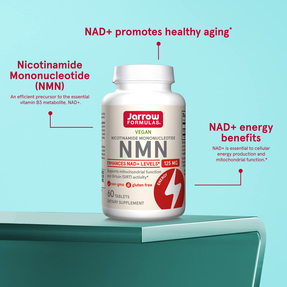 Jarrow NMN packaging variants on shelf, convenient to stock at home.