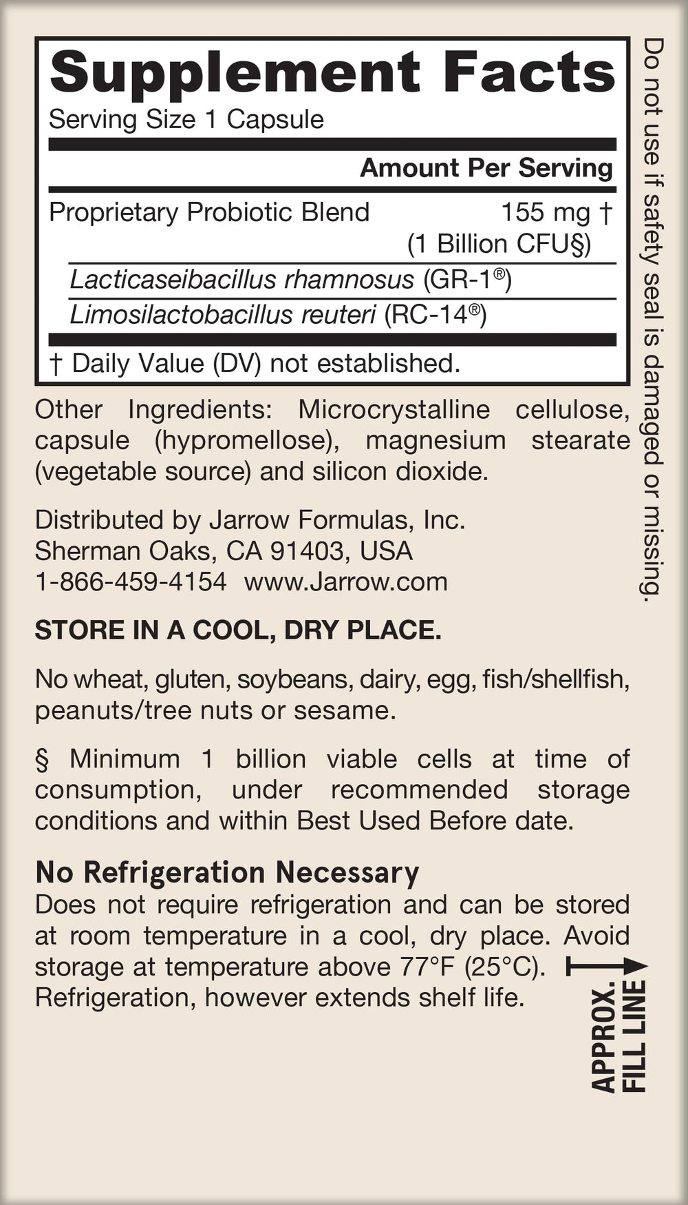 No refrigeration required claim on packaging for on-the-go use