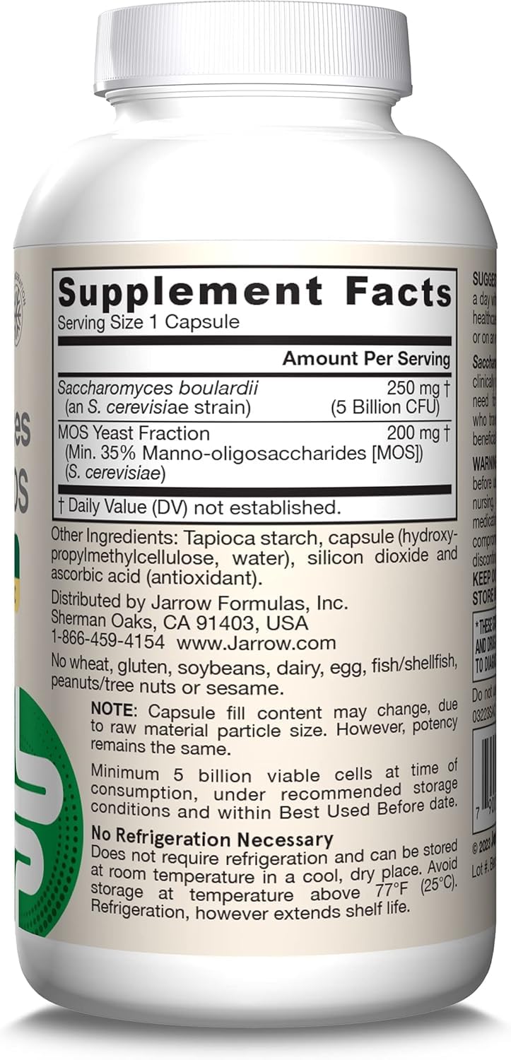 Jarrow Formulas Saccharomyces boulardii + MOS serving idea near bottle