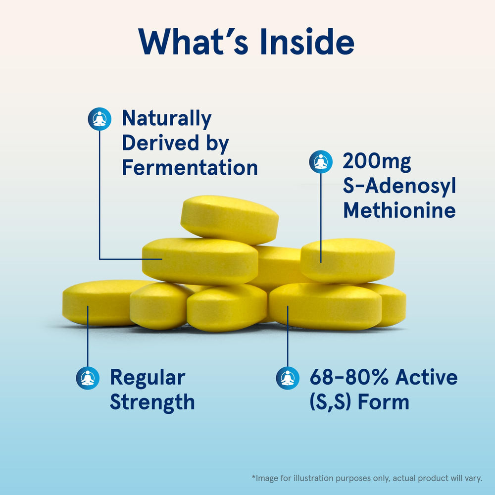 Jarrow Formulas SAMe 200 mg tablets back label shows allergen-free formulation