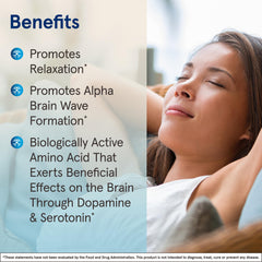 Label detail on Jarrow Theanine 200mg bottle highlights allergen-free status