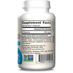 Nightstand scene with Jarrow Theanine 200mg promotes wind-down routines