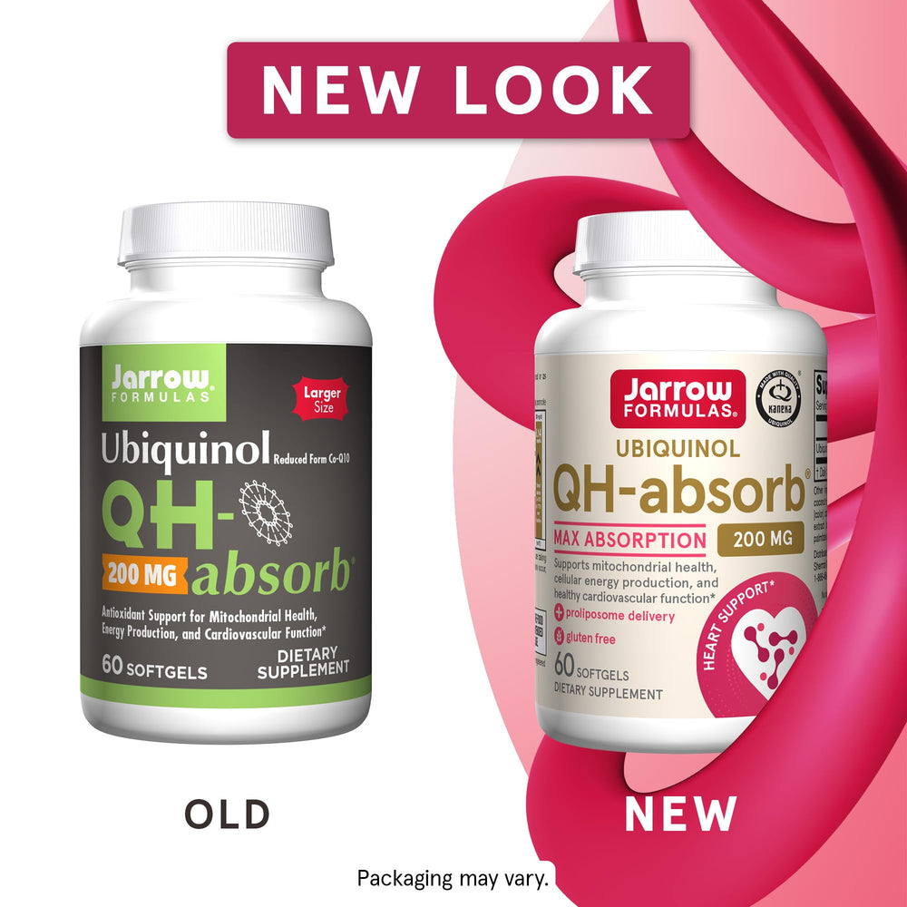 Closeup of Jarrow Formulas ubiquinol softgel showing active CoQ10 form