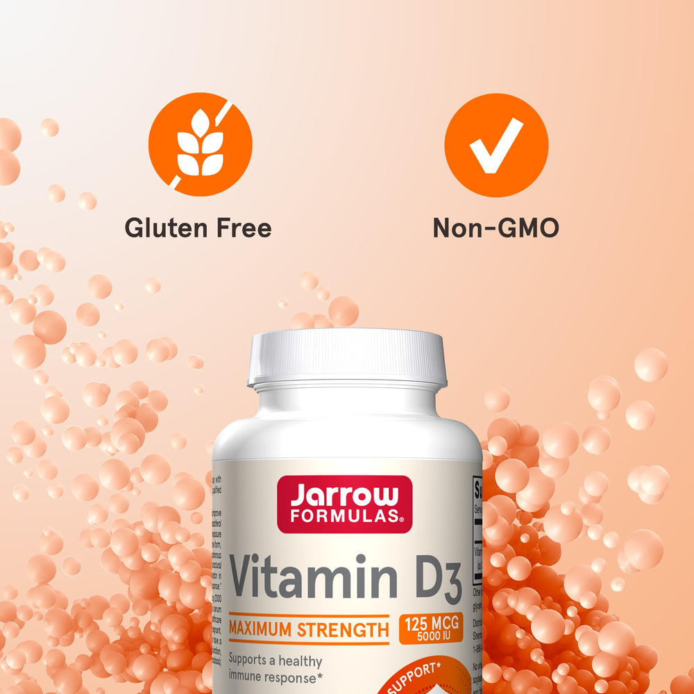 Serving image of Jarrow Formulas Vitamin D3 with one softgel per meal.