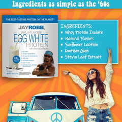 JAYROBB Vanilla Egg White Shake in glass highlights a creamy texture for breakfast.