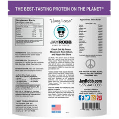 Jay Robb Whey Isolate nutrition label shows 26 g protein per serving.