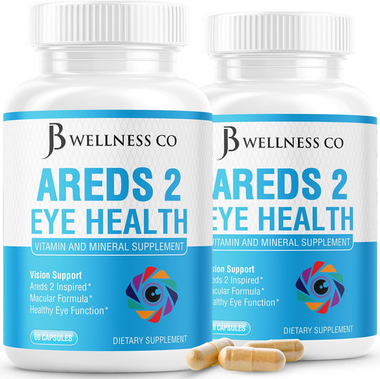 JB Wellness Co AREDS2 eye vitamin bottle with veggie capsules for daily eye support