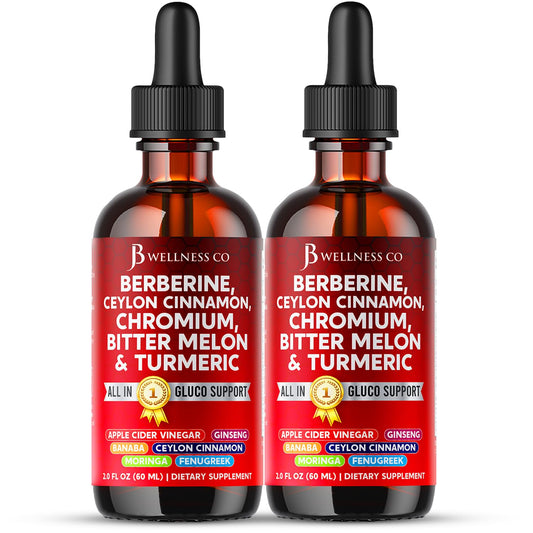 JB Wellness Co berberine-cinnamon-drops bottle pour showcases convenient daily supplementation