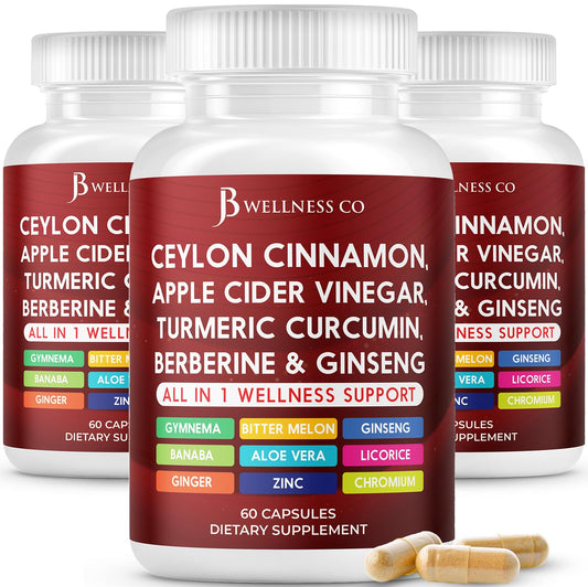 JB Wellness Co Ceylon Cinnamon capsules for daily energy support.