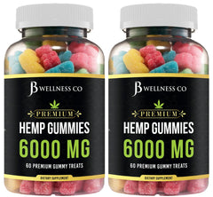 JB Wellness Co Hemp Gummies front packaging highlights the advanced two-pack for daily enjoyment