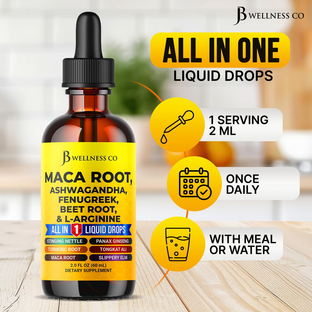 JB Wellness Co Nettle Fenugreek Beet Root Drops bottle signaling wellness-focused formulation.
