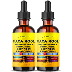 JB Wellness Co Maca Root Liquid Drops bottle highlighting daily vitality support.