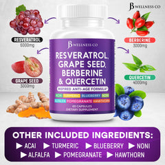 JB Wellness grape seed extract capsules on light background for daily antioxidant support.