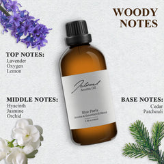 JCLOUD Blue Paria packaging display highlights luxury diffuser oil for hotels.