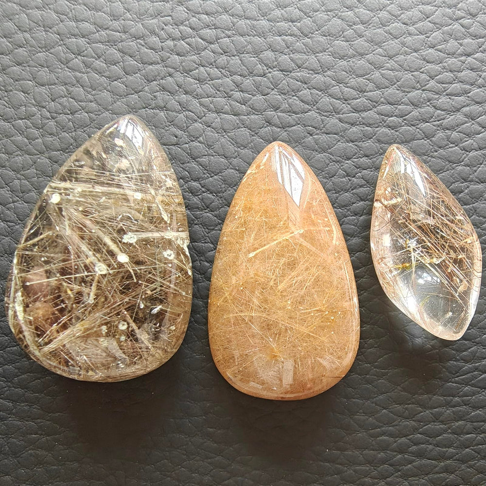 JDFlying rutilated quartz cabochon for jewelry pendant ready to set.