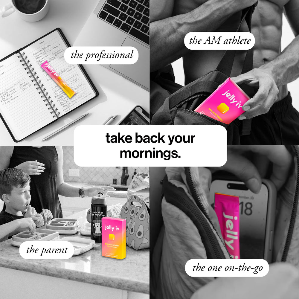 Jelly IV Electrolytes hydration-stick depicting quick hydration.
