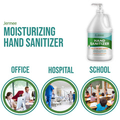 JerMee pump-dispense action for quick, mess-free hand sanitizing.