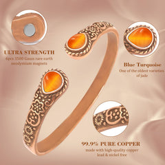 Close-up of six magnets at 3500 gauss on the JEROOT bracelet