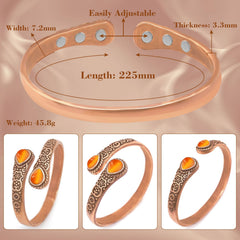 Turquoise inlay on JEROOT copper bracelet adds bohemian charm
