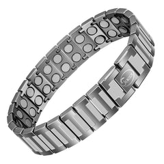 JEROOT magnetic bracelet grey front view with titanium finish for daily wear