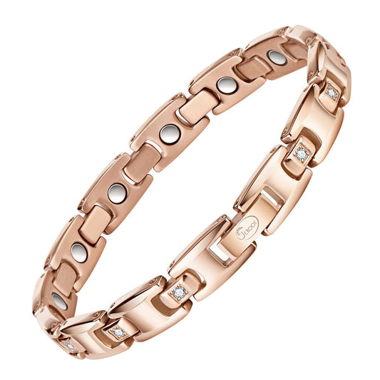 JEROOT titanium magnetic bracelet for women on the wrist with a sleek daily look.